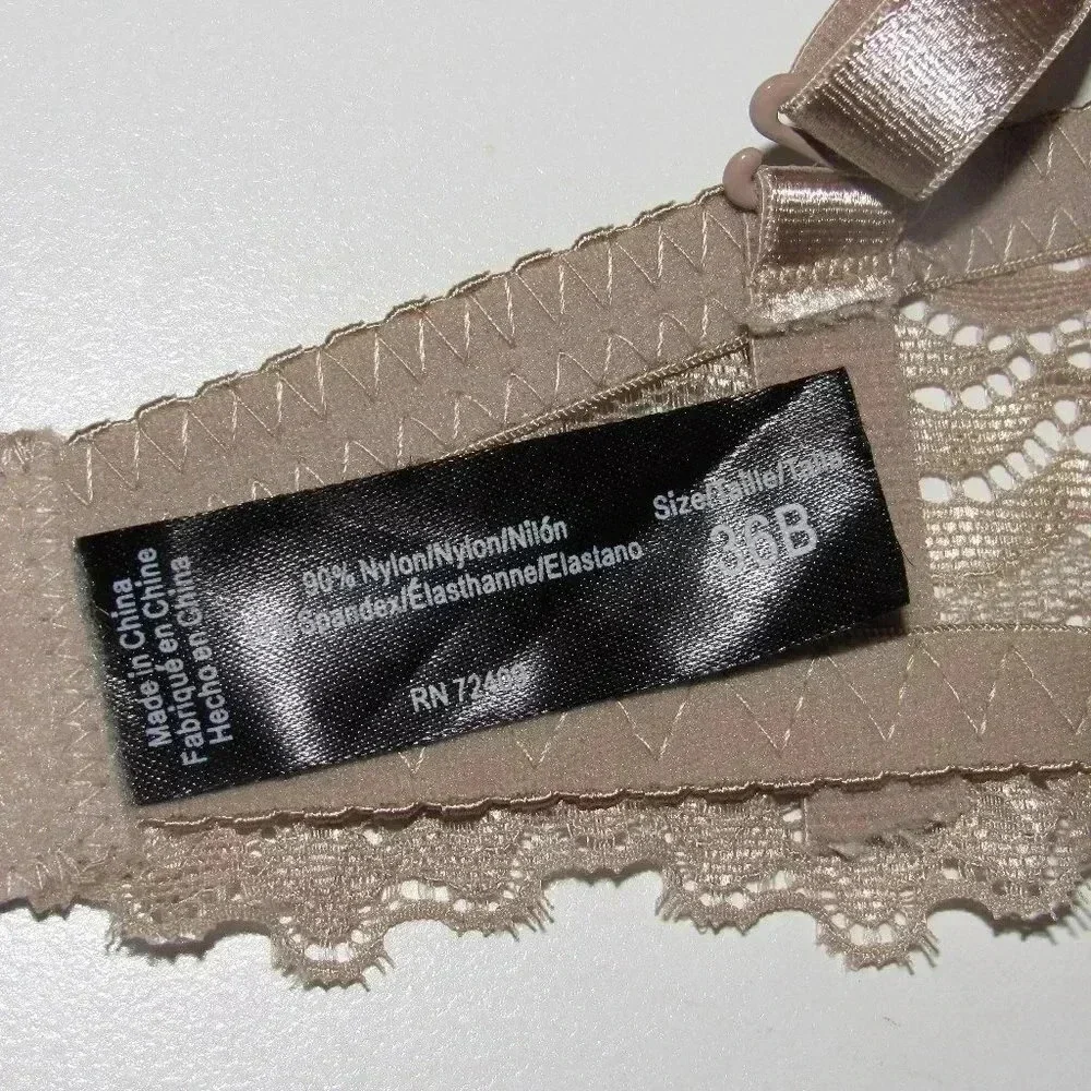 NWT Rene Rolfe Slight Push-Up Tan Lace Bra Sz 36B - Picture 6 of 7